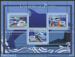 Guinea, Republic 2007 Lighthouses & Dolphins 3v M/s, Mint NH, Nature - Various - Sea Mammals - Lighthouses & Safety At.. - Fari