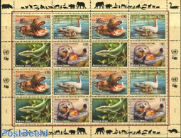 United Nations, Geneva 2000 Animals M/s, Mint NH, Nature - Animals (others & Mixed) - Birds - Hippopotamus - Reptiles - Other & Unclassified