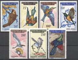 Congo Brazaville 1966, Birds, Martin Fisher, Serpentarius, 7val - Mint/hinged