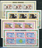 Grenada Grenadines 1974 UPU Centenary 4 M/s, Mint NH, Transport - Various - U.P.U. - Concorde - Aircraft & Aviation - .. - U.P.U.