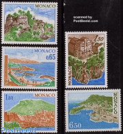 Monaco 1978 Definitives, Views 5v, Mint NH, Religion - Churches, Temples, Mosques, Synagogues - Unused Stamps