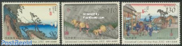 Japan 2002 Letter Writing Week 3v, Mint NH, Transport - Ships And Boats - Art - Bridges And Tunnels - East Asian Art -.. - Ungebraucht