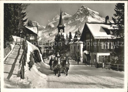 11631111 Arosa GR Strassenpartie Pferdeschlitten Kirchturm Arosa GR - Sonstige & Ohne Zuordnung