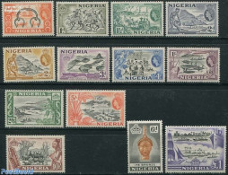 Nigeria 1953 Definitives 13v, Unused (hinged), Science - Transport - Various - Mining - Ships And Boats - Money On Sta.. - Barche