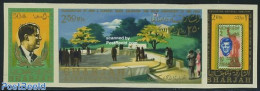 Sharjah 1966 J.F. Kennedy 3v Imperforated [::], Mint NH, History - American Presidents - Stamps On Stamps - Briefmarken Auf Briefmarken
