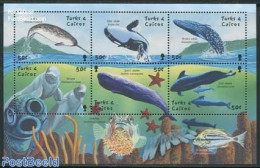 Turks And Caicos Islands 2001 Whales 6v M/s,, Mint NH, Nature - Sea Mammals - Autres & Non Classés