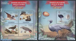 Uganda 2013 Endangered Birds 2 S/s, Mint NH, Nature - Birds - Birds Of Prey - Parrots - Other & Unclassified