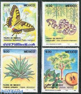 Mexico 1983 Fauna, Flora 4v, Mint NH, Nature - Butterflies - Reptiles - Snakes - Trees & Forests - Rotary, Lions Club