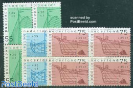 Netherlands 1989 Ships 3v Blocks Of 4 [+], Mint NH, Transport - Ships And Boats - Unused Stamps