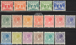 Netherlands 1925 Definitives 18v, No WM, Syncopatic Perforations, Unused (hinged) - Unused Stamps