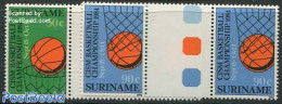 Suriname, Republic 1984 Basketball 2 Gutterpairs With Colour, Mint NH, Sport - Basketball - Sport (other And Mixed) - Basket-ball