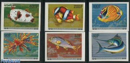 Comoros 1977 Fish 6v, Imperforated, Mint NH, Nature - Fish - Pesci