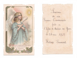Moulins-sur-Yèvre, 1re Communion D'Hortense Soumard, 1922, Ange, Cit. R. P. De Gonnelieu, éd. Bouasse-jeune 4088 - Images Religieuses