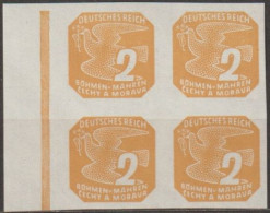 027/ Pof. NV 10, Border 4-block, 1x Broken Frame - Unused Stamps