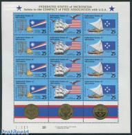 Micronesia 1990 Treaty With US M/s, Mint NH, History - Transport - Various - Flags - Ships And Boats - Joint Issues - Ships
