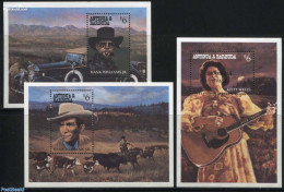 Barbuda 1996 Country & Western Singer 3 S/s, Mint NH, Nature - Performance Art - Transport - Cattle - Music - Popular .. - Música