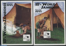 Barbuda 1996 World Jamboree 2 S/s, Mint NH, History - Sport - Netherlands & Dutch - Scouting - Geography