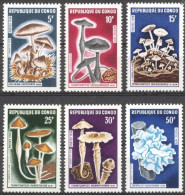 Congo Brazaville 1970, Mushrooms, 6val - Mint/hinged