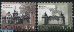 Latvia 2017 Europa, Castles 2v, Mint NH, History - Nature - Europa (cept) - Horses - Art - Castles & Fortifications - .. - Schlösser U. Burgen