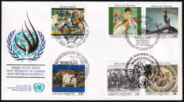 UNO NEW YORK - WIEN - GENF 1989 TRIO-FDC Menschenrechte - Gezamelijke Uitgaven New York/Genève/Wenen