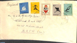 Netherlands 1956 Cover To Bath With Olympic Games Set, Postal History, Sport - Olympic Games - Lettres & Documents