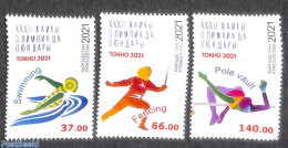 Kyrgyzstan 2021 Olympic Games 3v, Mint NH, Sport - Fencing - Olympic Games - Swimming - Esgrima