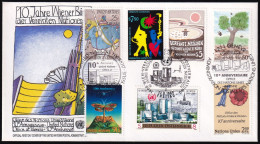 UNO NEW YORK - WIEN - GENF 1989 TRIO-FDC 10 Jahre Wiener Büro - Gezamelijke Uitgaven New York/Genève/Wenen