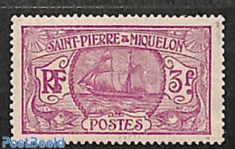 Saint Pierre And Miquelon 1922 3Fr Stamp Out Of Set, Unused (hinged), Transport - Ships And Boats - Barche