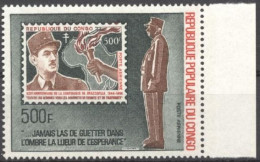 Congo Brazaville 1971, Stamp On Stamp, De Gaulle, 1val - Postzegels Op Postzegels