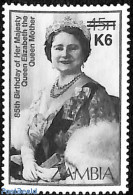 Zambia 1987 85th Birthday Of Queen Elisabeth, Overprint, Mint NH, History - Kings & Queens (Royalty) - Case Reali