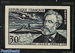 France 1955 Jules Verne 1v, Imperforated, Mint NH, Transport - Ships And Boats - Art - Authors - Jules Verne - Unused Stamps