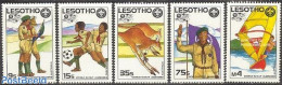 Lesotho 1987 World Jamboree 5v, Unused (hinged), Nature - Sport - Transport - Animals (others & Mixed) - Football - Sa.. - Sailing