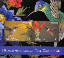 Grenada 2023 Hummingbirds 2v M/s, Mint NH, Nature - Birds - Hummingbirds - Other & Unclassified