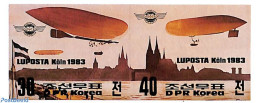 Korea, North 1983 Luposta 2v, Imperforated, Mint NH, Transport - Zeppelins - Zeppeline