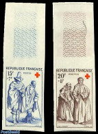 France 1957 Red Cross 2v, Imperforated, Mint NH, Health - Red Cross - Ungebraucht