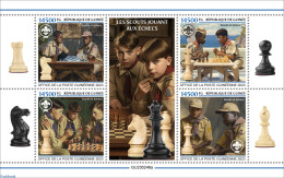 Guinea, Republic 2023 Scouts Playing Chess, Mint NH, Sport - Chess - Scouting - Schach
