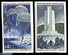 France 1969 World War II 2v, Imperforated, Mint NH, History - Sport - World War II - Parachuting - Unused Stamps
