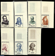 France 1957 Famous Persons 7v, Imperforated, Mint NH, Performance Art - Science - Amadeus Mozart - Astronomy - Physici.. - Ongebruikt