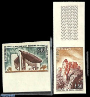France 1965 Views 2v, Imperforated, Mint NH, Religion - Churches, Temples, Mosques, Synagogues - Art - Castles & Forti.. - Neufs