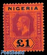 Nigeria 1914 1 Pound, Plate I, Stamp Out Of Set, Unused (hinged) - Autres & Non Classés