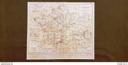 Francia Alla Fine Del Regno San Luigi 1223-1270 Carta Geografica Del 1859 Houze - Landkarten