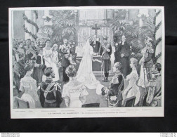 Matrimonio Di Darmstadt Tra Alice E Andrea Di Grecia Stampa Del 1903 - Other & Unclassified