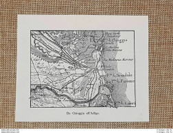 Carta O Mappa Dell'area Da Chioggia All'Adige Stampa Inizi '900 - Other & Unclassified