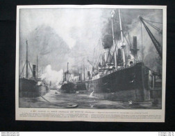 Piroscafo A Carbone, Cardiff + Castello Di Grignan, In Francia Stampa Del 1902 - Sonstige & Ohne Zuordnung