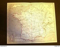 Carta Geografica O Mappa La Francia Nel 1840 86 Dipartimenti Incisione Del 1850 - Geographische Kaarten