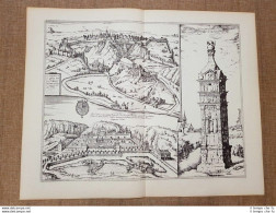 Veduta Della Città Di Luxemburg Lussemburgo Del 1598 Braun E Hogenberg Ristampa - Cartes Géographiques