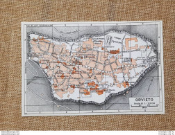 Pianta O Piantina Del 1939 La Città Di Orvieto Umbria T.C.I. - Cartes Géographiques