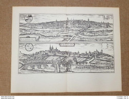 Vedute Di Città Eschwege E Fritzlar Germania Anno 1616 Braun Hogenberg Ristampa - Cartes Géographiques