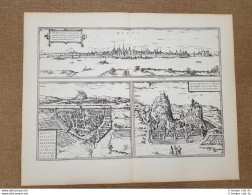 Vedute Delle Città Di Mainz Wurzburg Sion Anno 1572 Braun E Hogenberg Ristampa - Geographical Maps