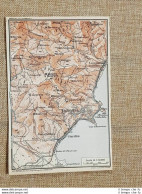 Carta O Cartina Del 1919 Taormina Castel Mola Letojanni Giardini Sicilia T.C.I. - Geographische Kaarten